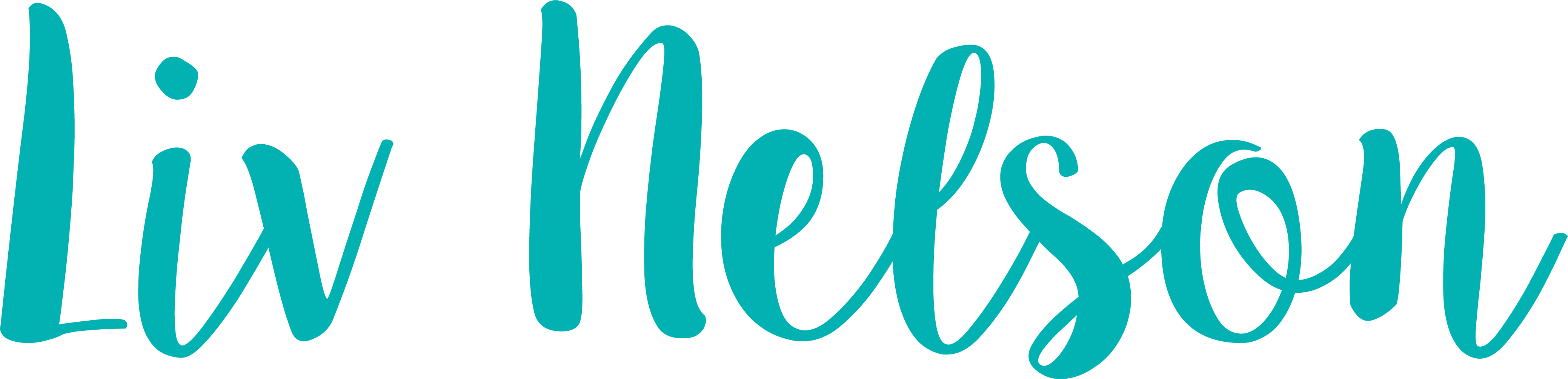 Handwritten-style logotype displaying the name 'Liv Nelson' in teal, with flowing, elegant script that conveys a personal and creative touch.